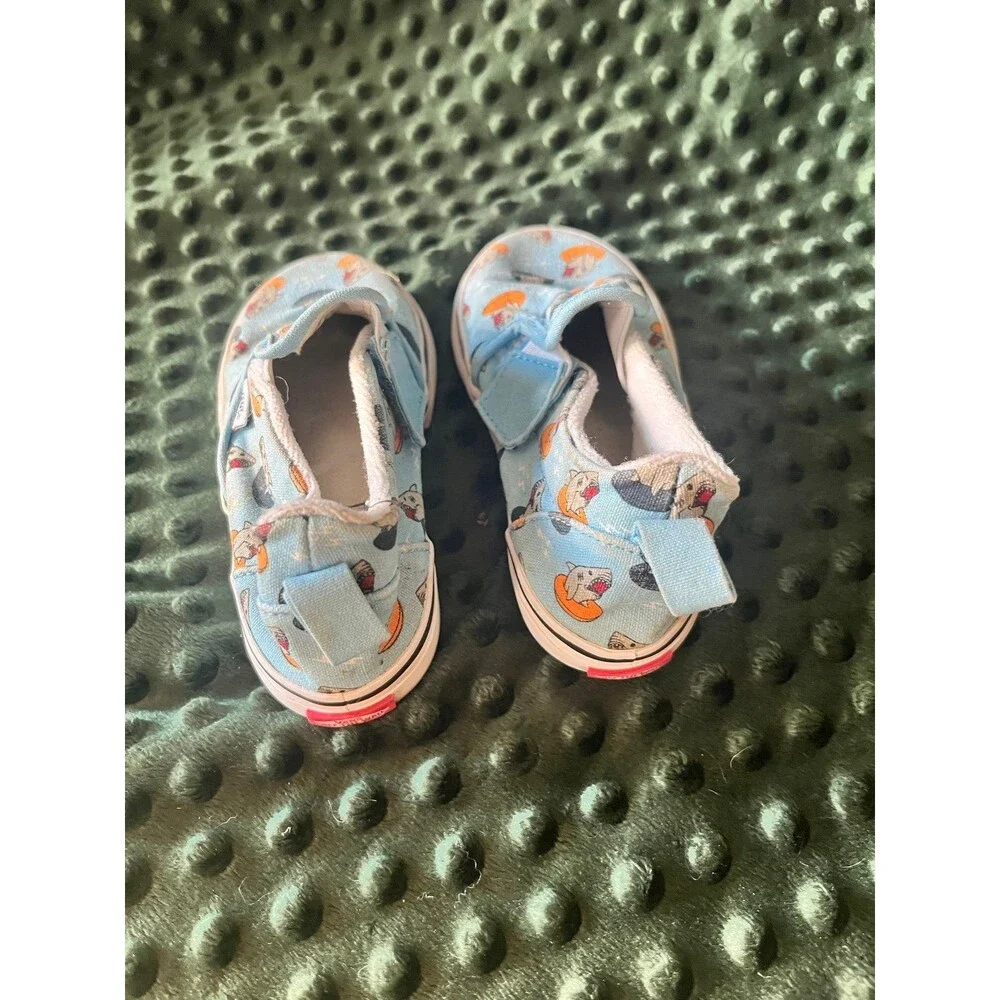 Vans blue shark size 9 little kid shoes